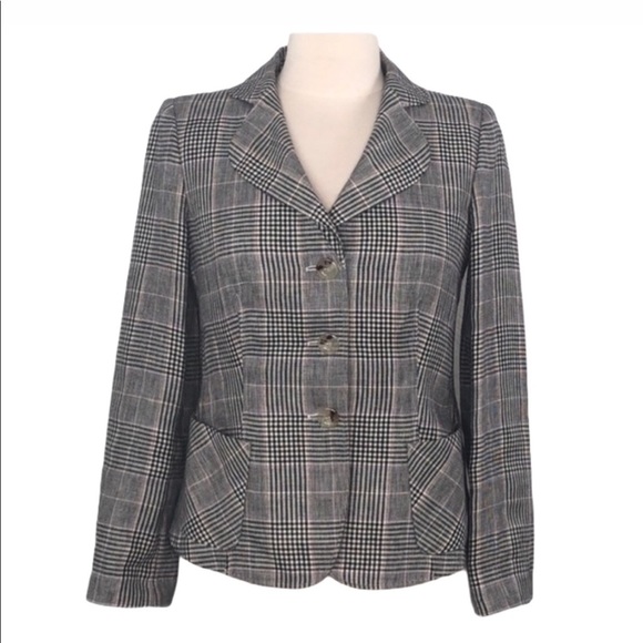 Armani Collezioni Plaid Linen Blazer 6
